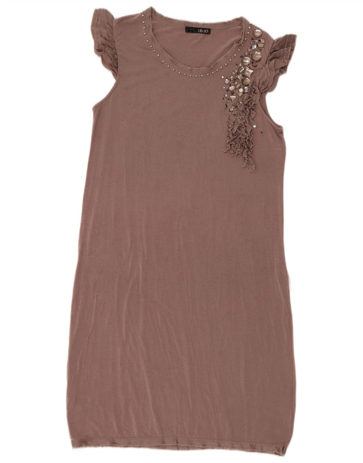 Liu Jo Robe droite sans manches pour femme IT 46 Large Marron Modal