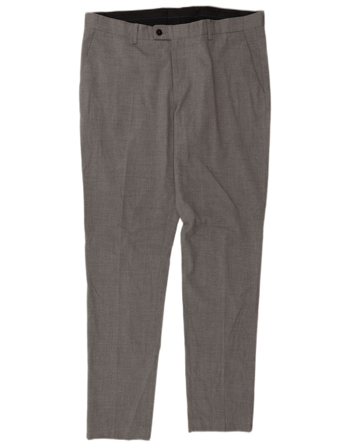 Zara Pantalon de costume slim pour homme EU 46 XL W36 L33 Gris Polyester