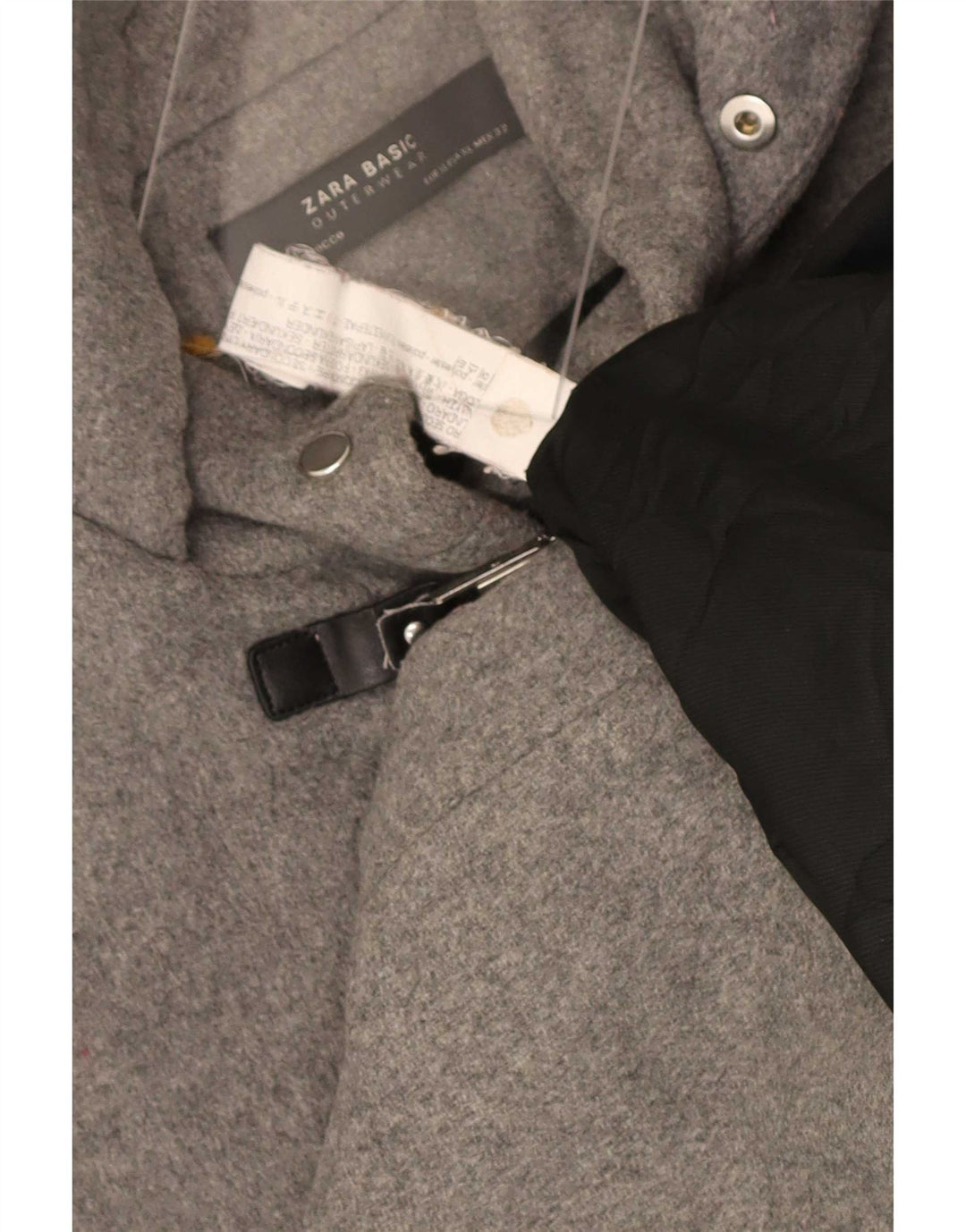 Zara Femmes Duffle Jacket UK 18 XL Gris Polyester