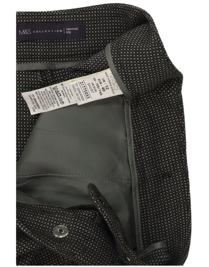 Marks & Spencer Pantalon de costume court pour femme UK 12 Medium W34 L26 Gris à carreaux