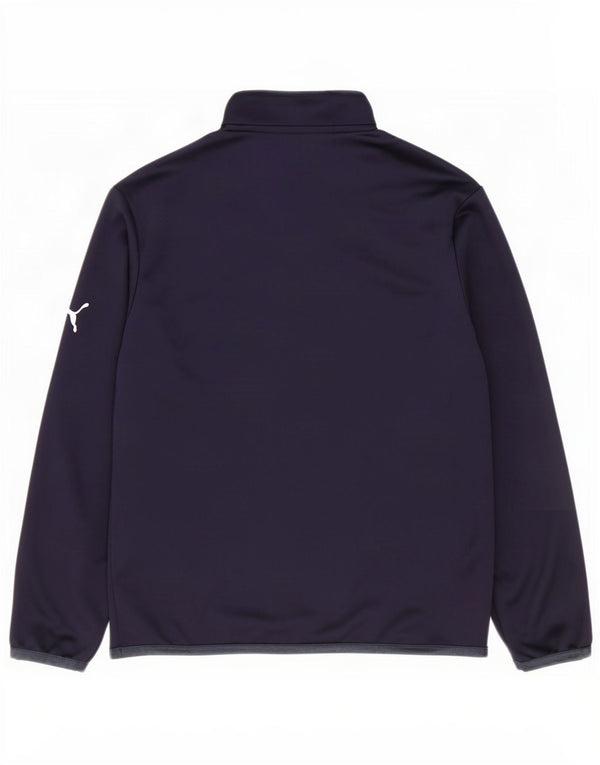 Puma Haut de survêtement zippé à col zippé pour garçon 11-12 ans Bleu marine colour block