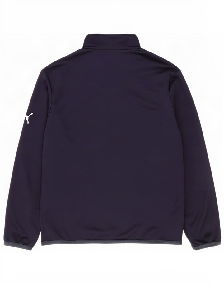Puma Haut de survêtement zippé à col zippé pour garçon 11-12 ans Bleu marine colour block