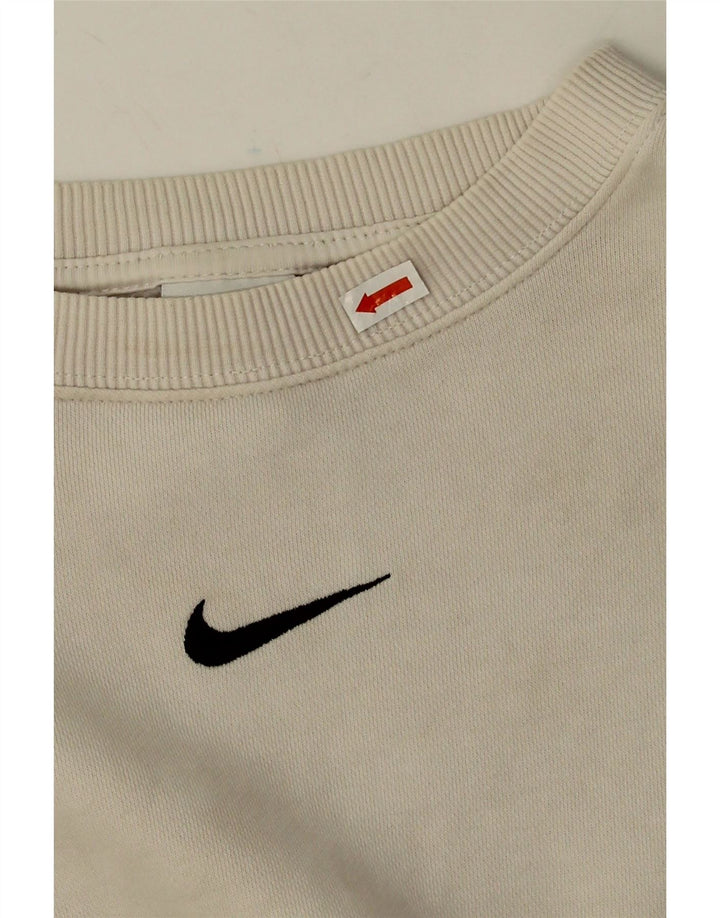 Nike Sweat-shirt court surdimensionné pour femme UK 14 en coton blanc cassé moyen
