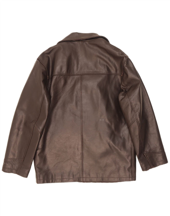 veste en cuir double boutonnage vintage pour hommes UK 38 Brun moyen