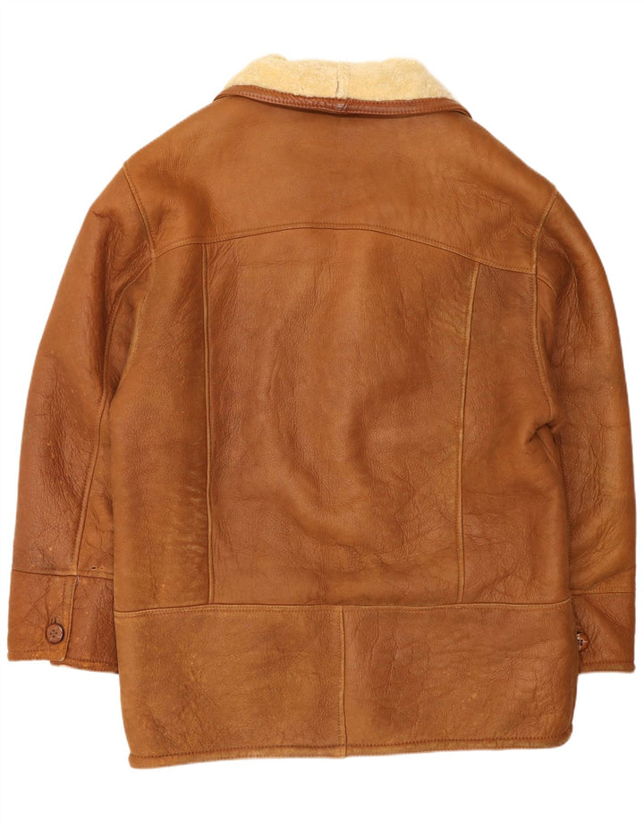 veste en peau de mouton homme vintage UK 42 XL peau de mouton marron