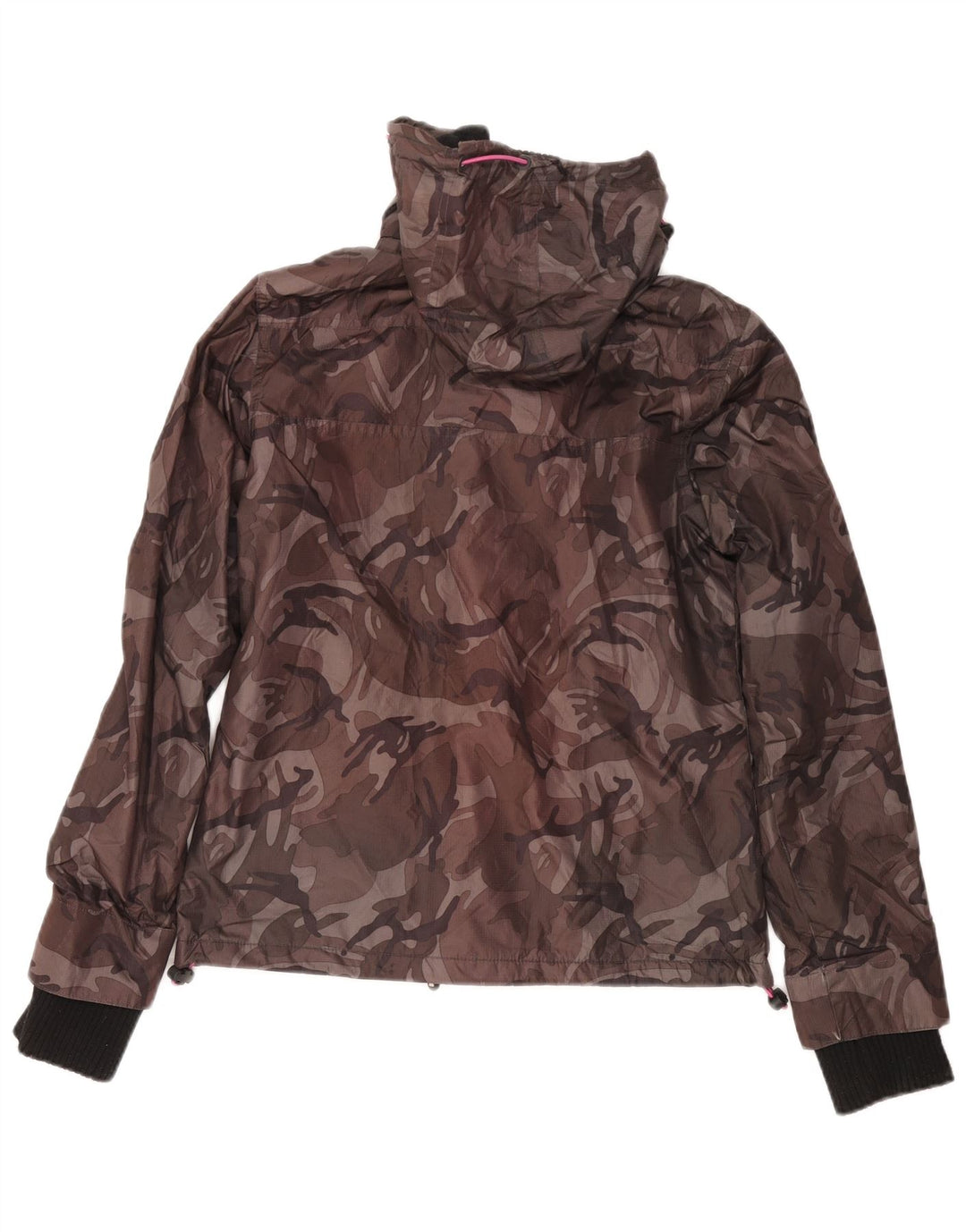 veste coupe-vent à capuche femme vintage UK 10 Petit camouflage gris