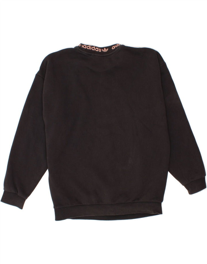 ADIDAS Womens Graphic Sweatshirt Jumper UK 14 Medium Black Cotton Vintage Adidas and Second-Hand Adidas from Messina Hembry 