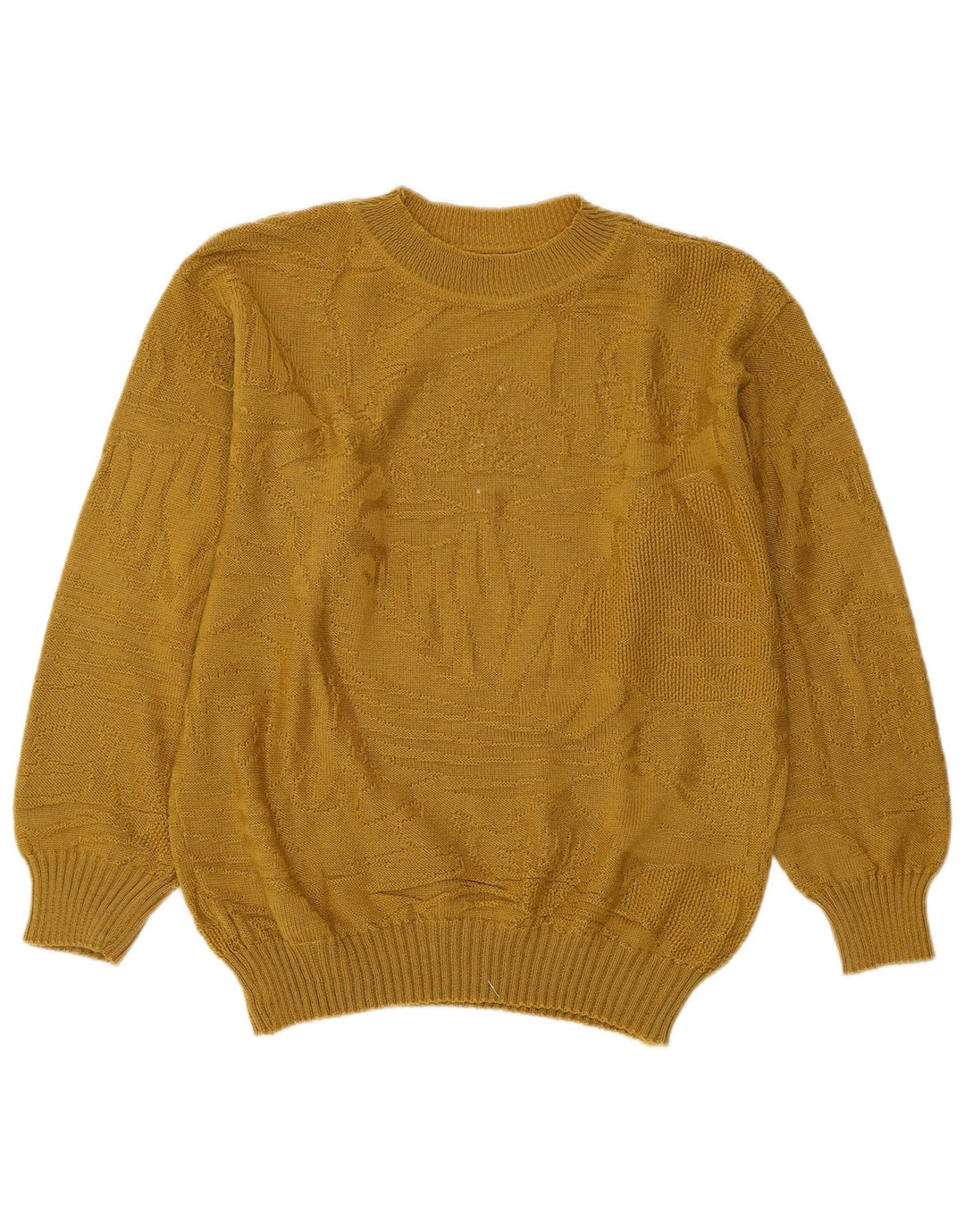 VINTAGE Pull ras du cou pour femme UK 14 Jaune moyen