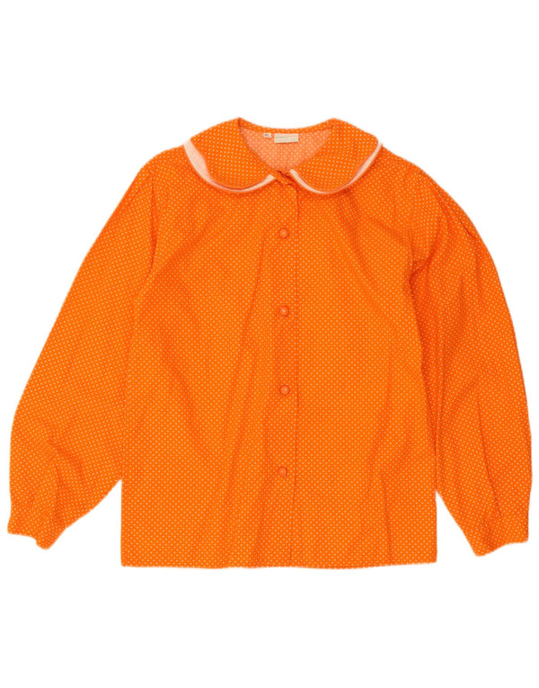 Benetton Chemise Femme UK 18 XL Orange Spotted Coton