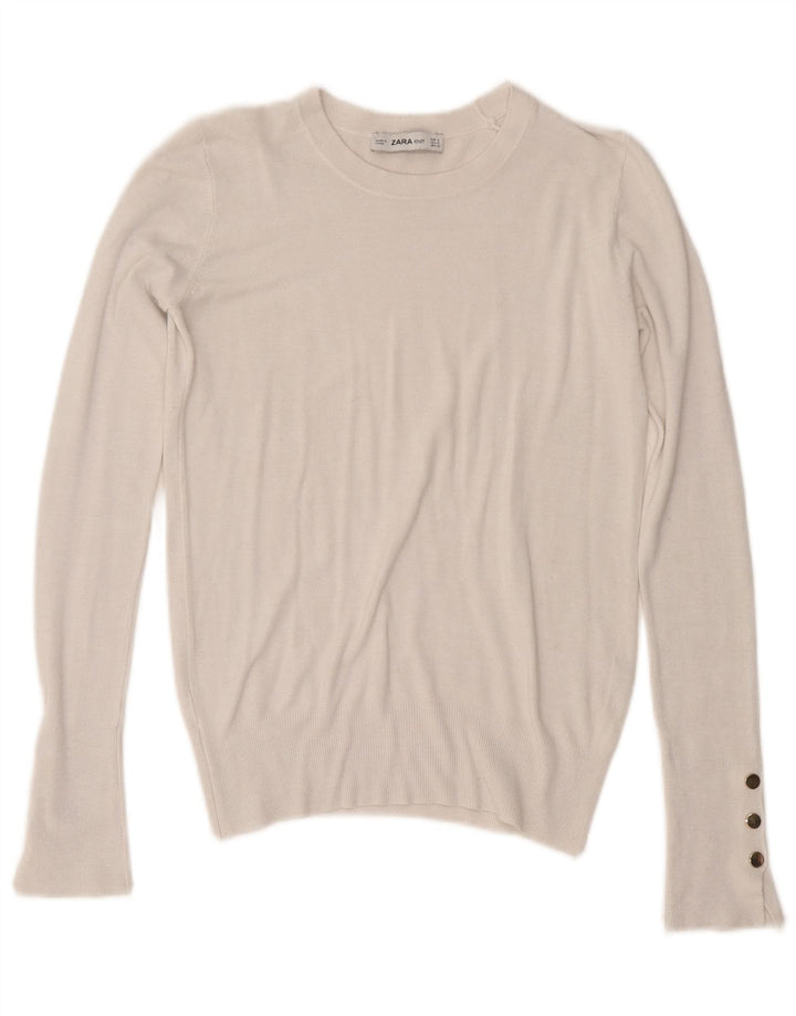 Zara Pull ras du cou pour femme UK 10 Petit Blanc