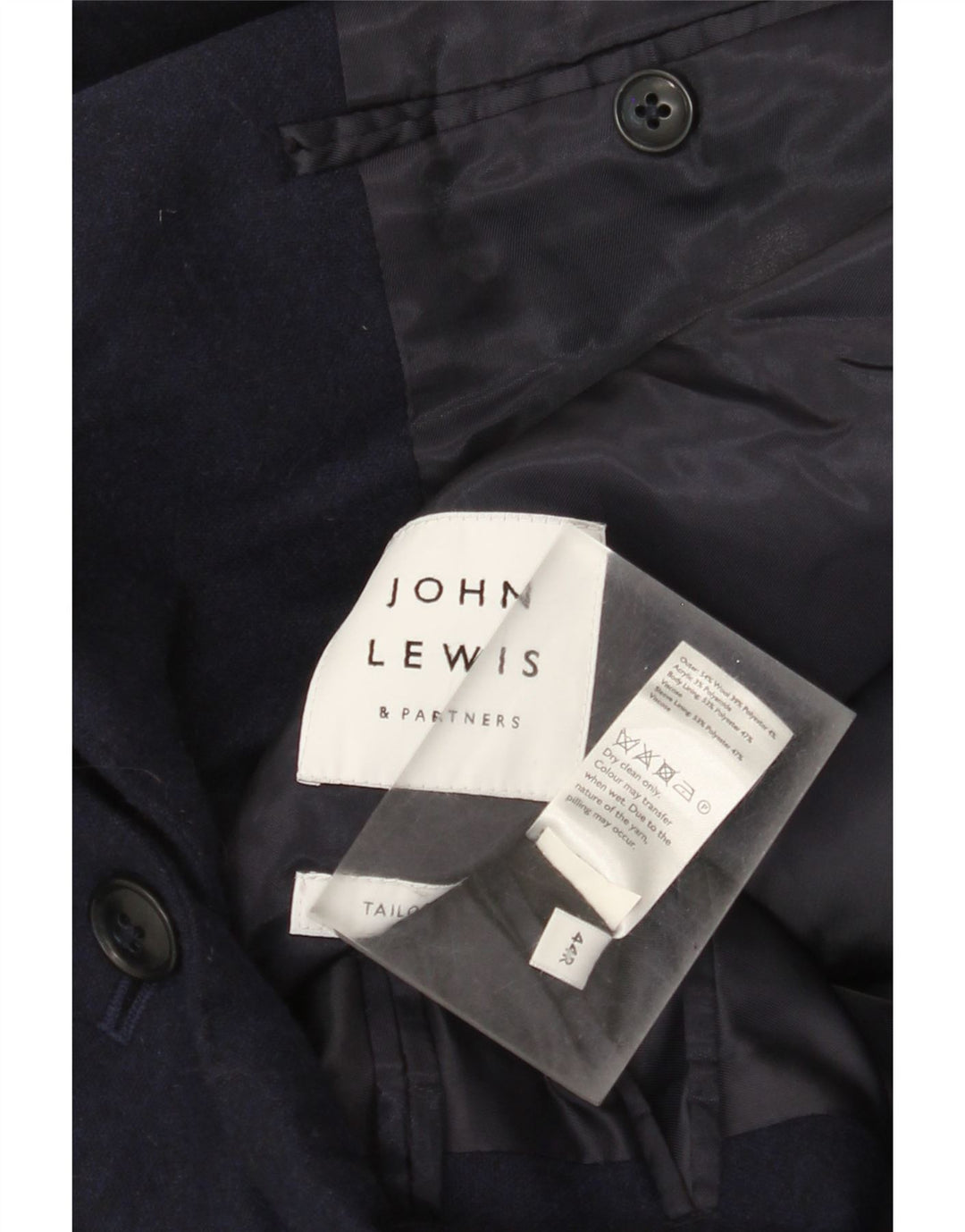 John Lewis Veste blazer à 2 boutons pour homme UK 44 2XL Bleu marine en laine