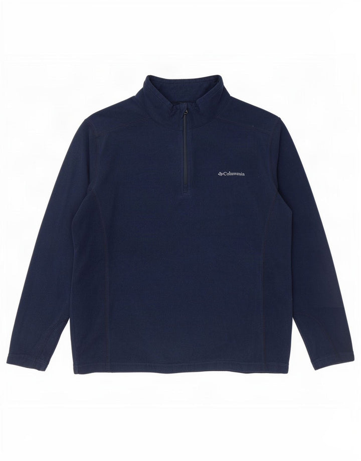 Columbia Pull polaire à col zippé pour homme, taille L, bleu marine, polyester