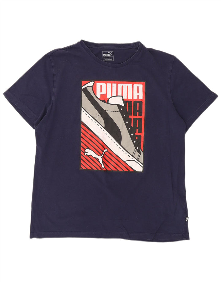 PUMA T-Shirt Graphique Homme XL Bleu Marine Coton