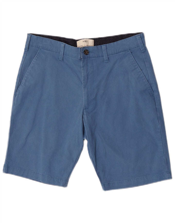 Marks & Spencer Short Chino Homme W30 Bleu Moyen Coton
