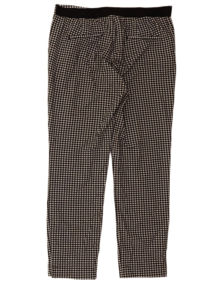 Zara Pantalon Chino Slim Femme XL W32 L27 Noir Vichy Polyester