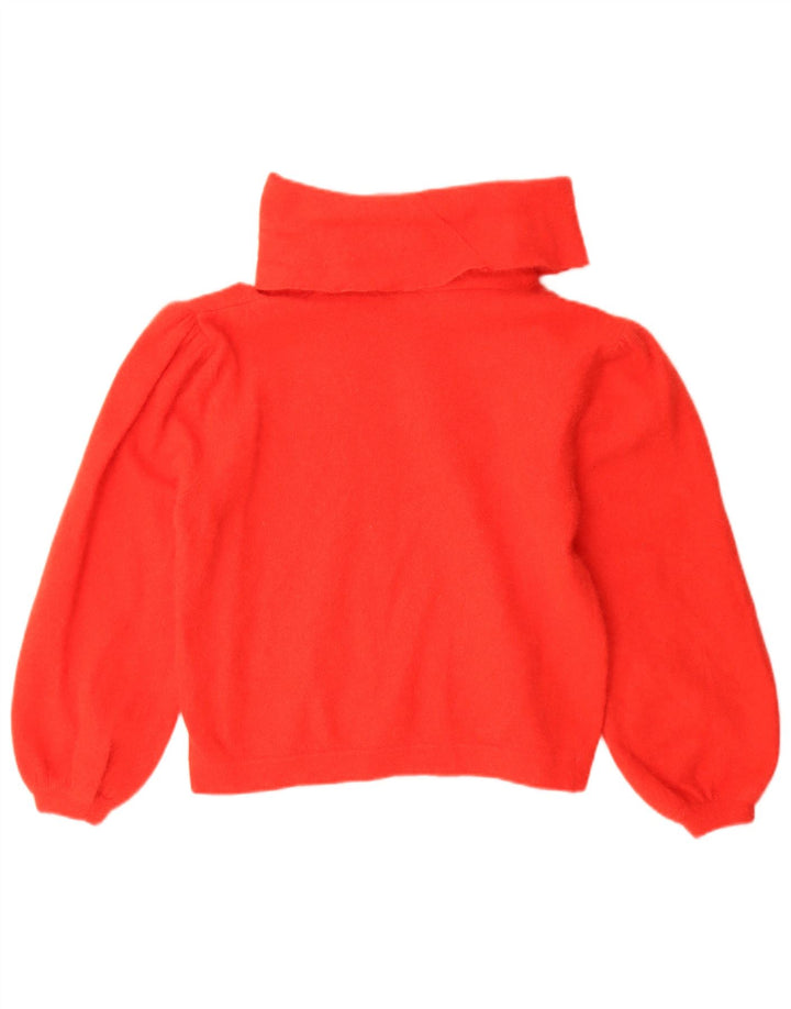 vintage Femmes Crop Roll Neck Jumper Pull IT 48 XL Rouge