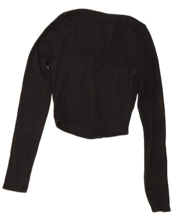 Zara Womens Crop Top Manches Longues UK 12 Moyen Noir