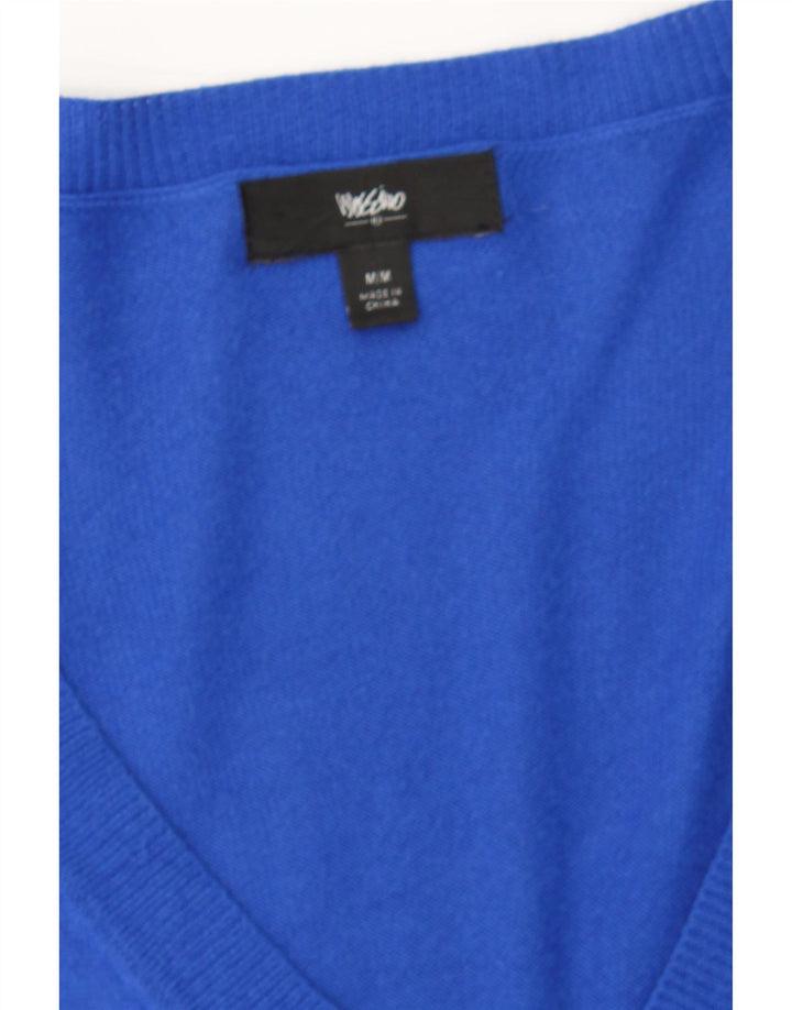 MOSSIMO Womens V-Neck Jumper Sweater UK 12 Medium Blue Nylon Vintage Mossimo and Second-Hand Mossimo from Messina Hembry 