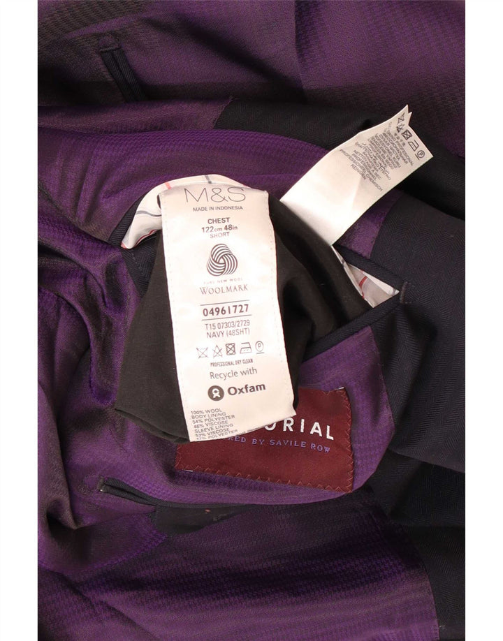 Marks & Spencer Veste blazer courte à 2 boutons pour homme UK 48 2XL Bleu marine en laine