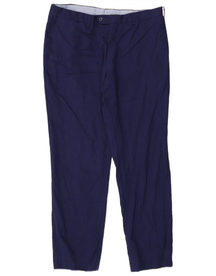 Massimo Dutti Pantalon de Costume Droit Homme W34 L29 Bleu Marine