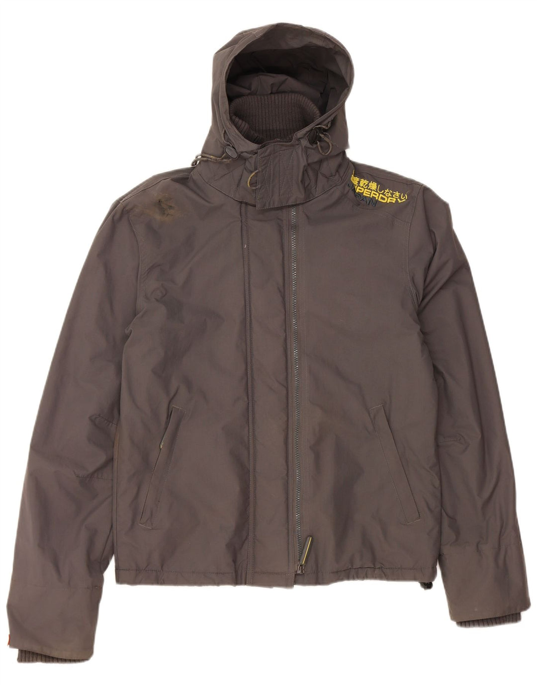 SUPERDRY Veste coupe-vent à capuche pour hommes UK 38 Nylon gris moyen
