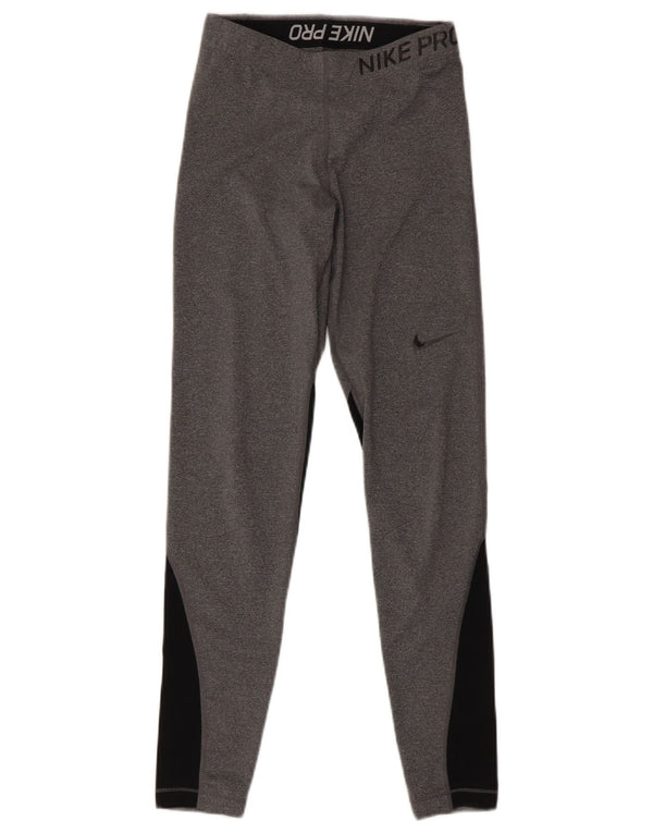 Nike Leggings Femme UK 8 Petit Gris Colorblock Sports