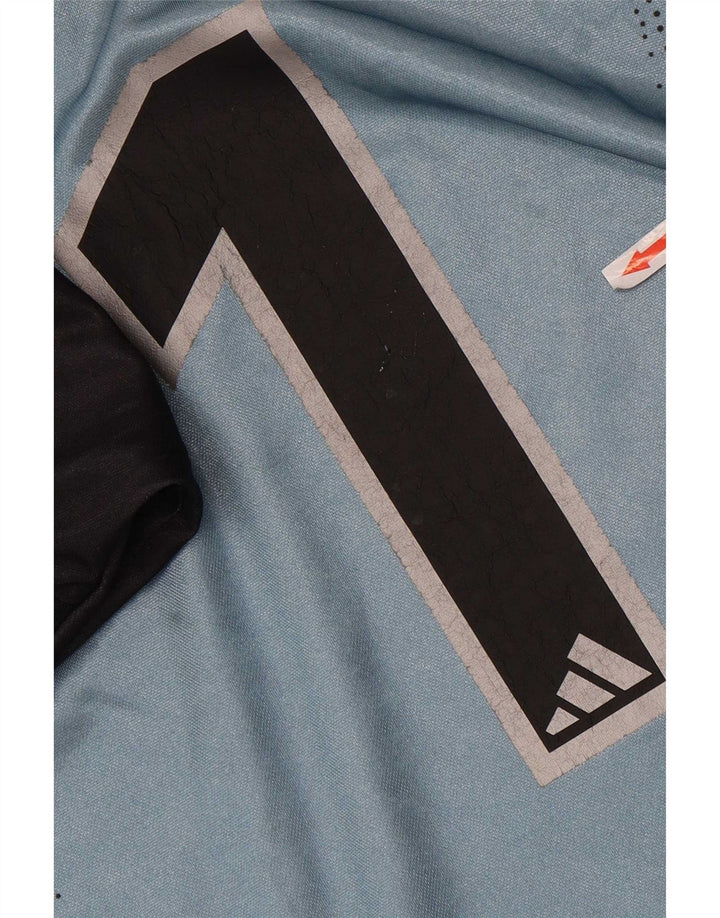 Adidas Haut graphique à manches longues pour hommes, grand bleu, polyester color block