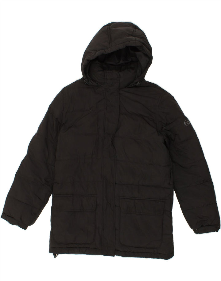 SERGIO TACCHINI Womens Oversized Hooded Padded Coat UK 10 Small Black Vintage Sergio Tacchini and Second-Hand Sergio Tacchini from Messina Hembry 