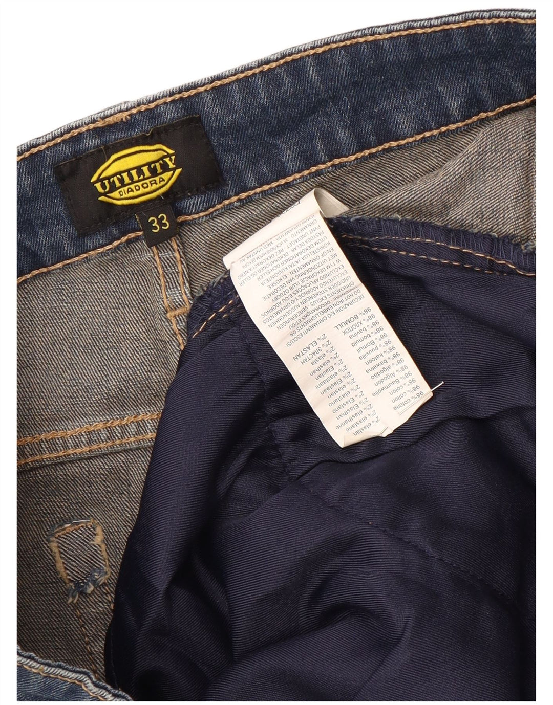 DIADORA Short Cargo en Jean W33 Homme Bleu Moyen en Coton