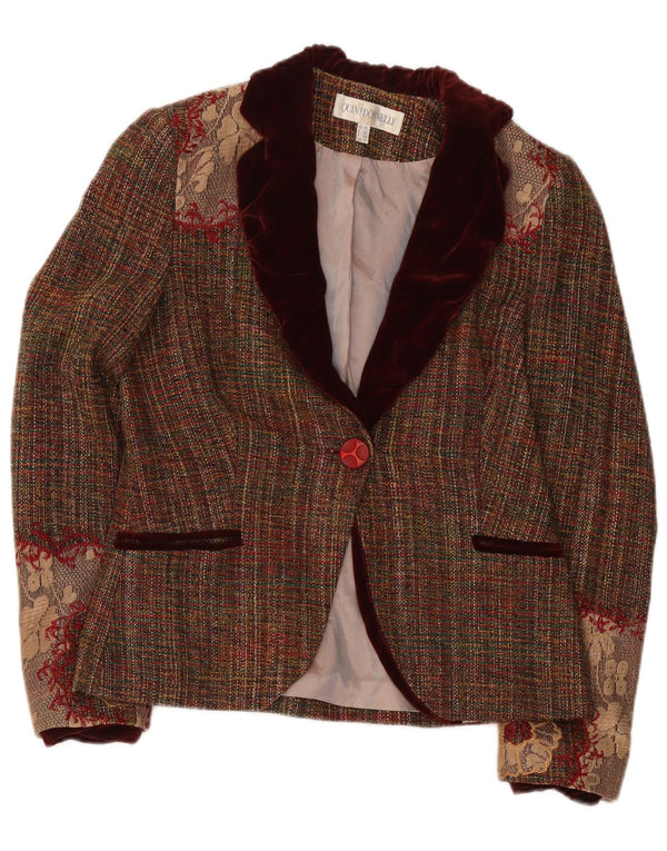 Quin And Donnelly Veste Blazer 1 Bouton pour Femme UK 10 Petit Marron Floral