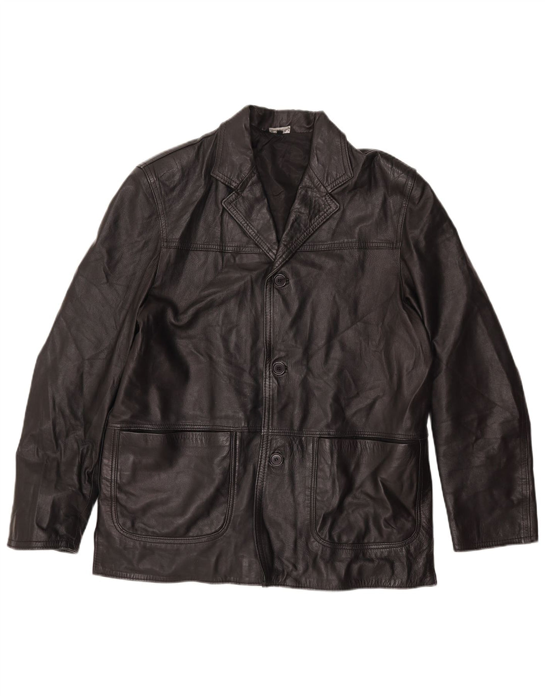 VINTAGE Veste en cuir homme UK 42 XL Cuir noir