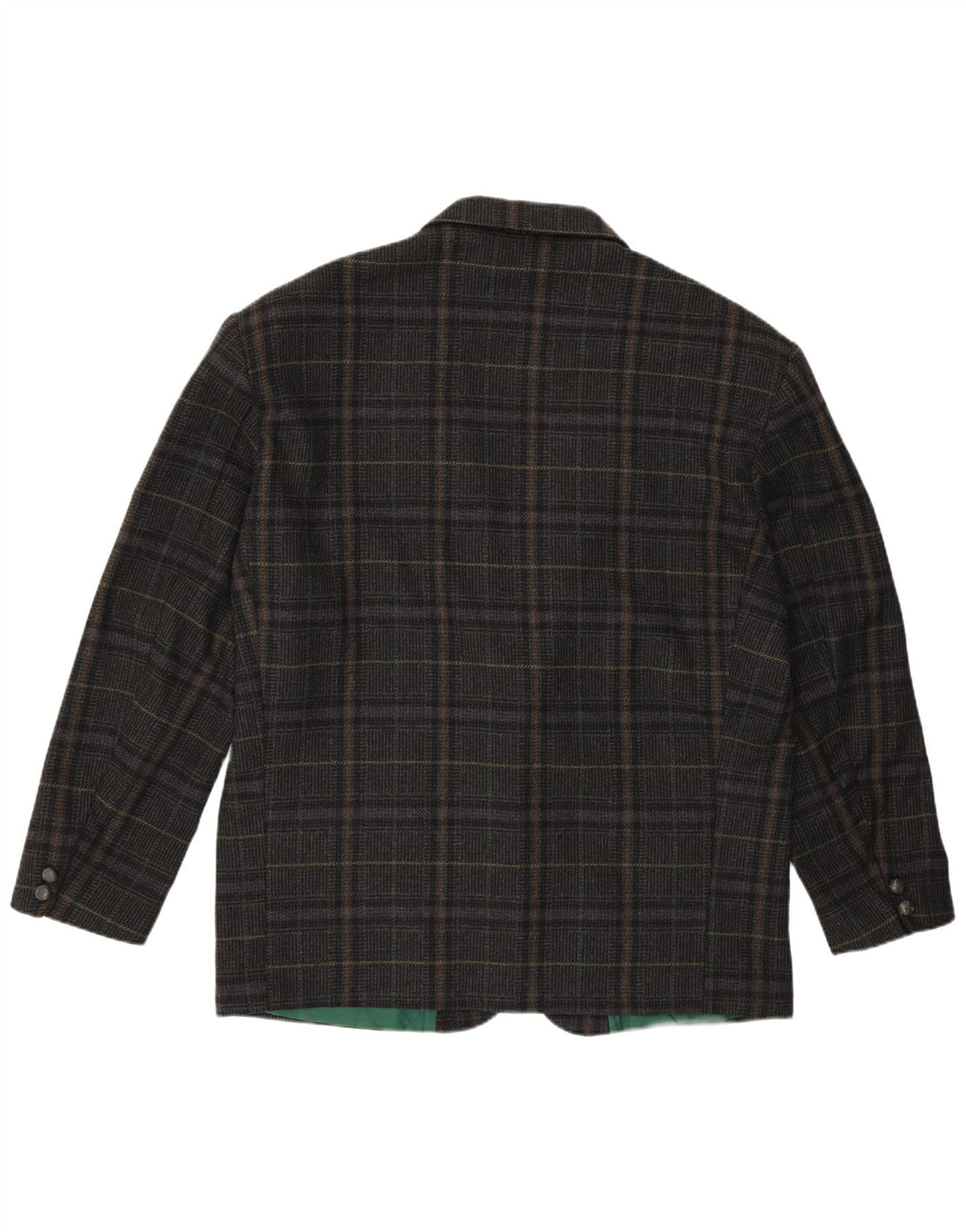 VINTAGE Veste Blazer 2 Boutons Homme IT 54 2XL Laine à Carreaux Gris