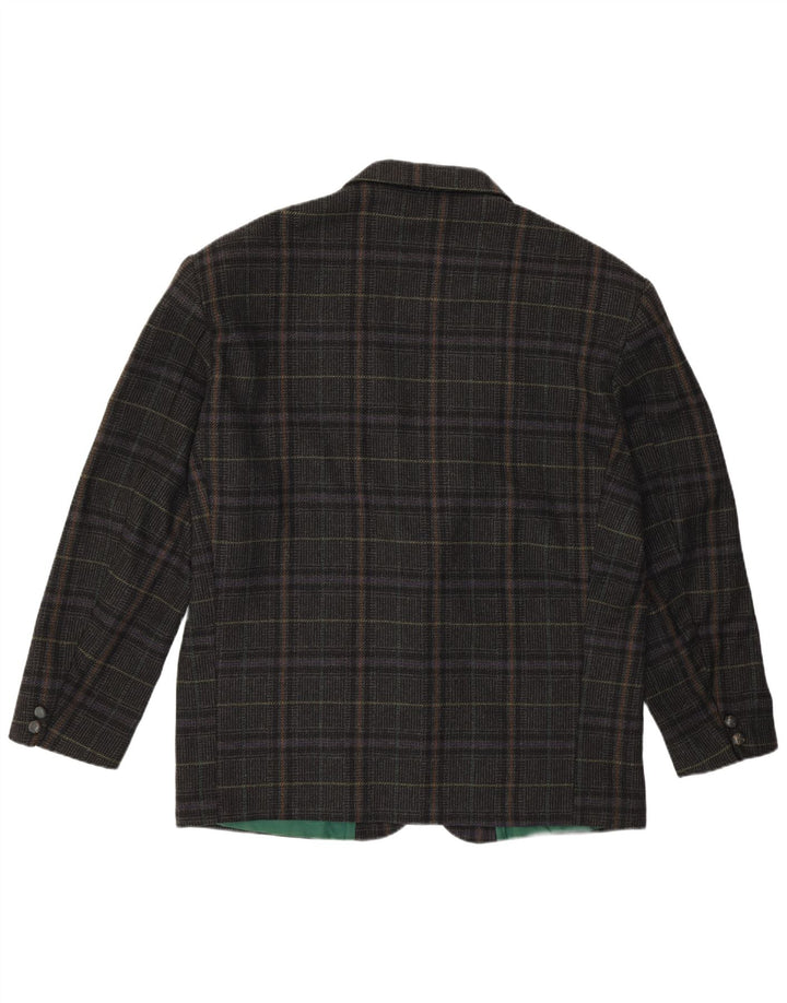VINTAGE Veste Blazer 2 Boutons Homme IT 54 2XL Laine à Carreaux Gris