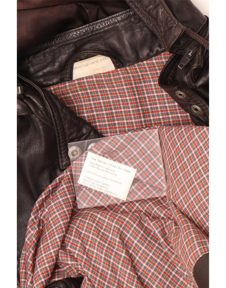 Street One Veste en cuir à capuche pour femme UK 14 Cuir marron moyen