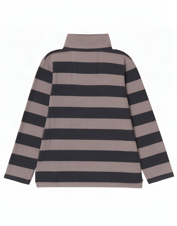 Crew Clothing Sweat-shirt à col zippé pour homme Gris moyen rayé