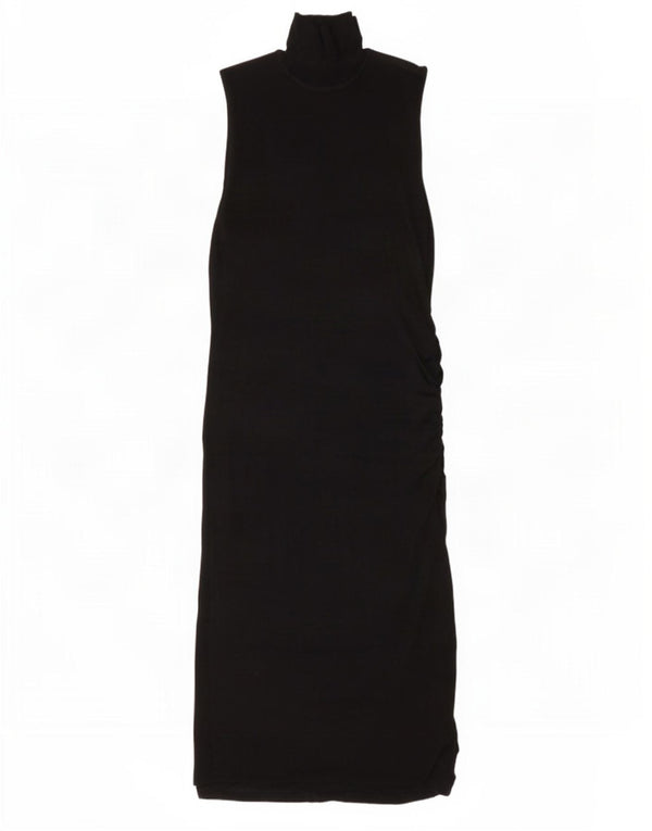 Zara Robe longue sans manches pour femme UK 44 Large Viscose noire