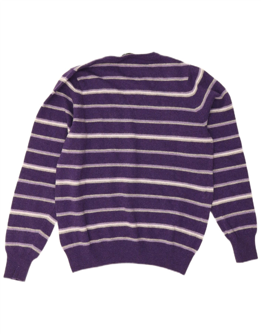 Brooksfield Pull col V pour homme IT 48 en laine rayée violet moyen