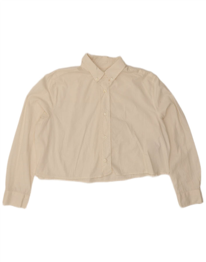 Benetton Chemise courte surdimensionnée pour femme UK 14 Coton beige moyen