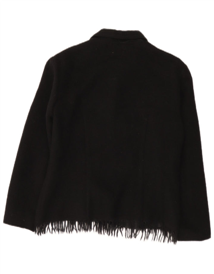 vintage Femme 4 Bouton Blazer Veste UK 12 Laine Noire Moyenne