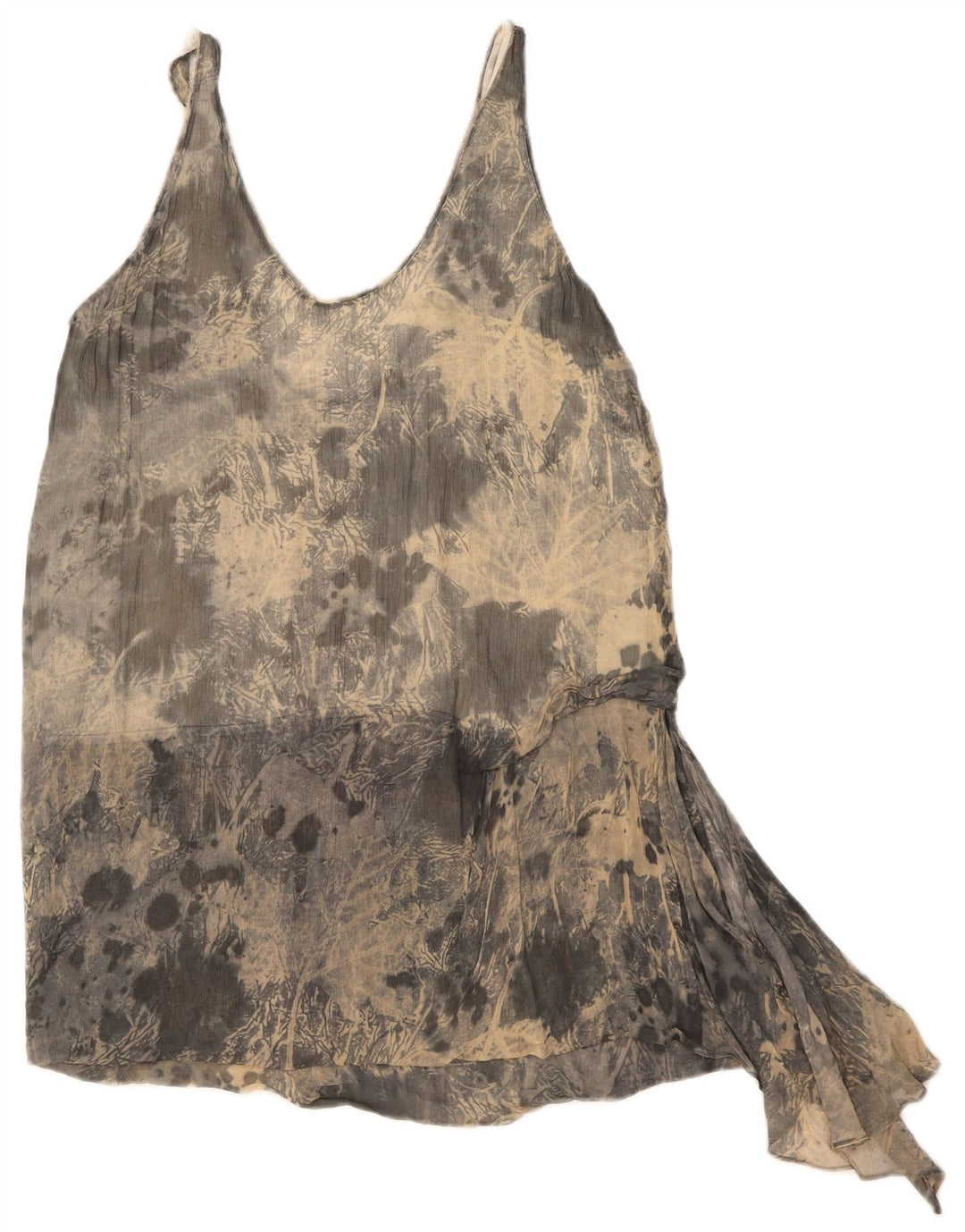 Zara Tunique asymétrique sans manches pour femme UK 42 Gris moyen Tie Dye