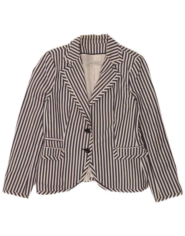 Zara Veste Blazer 2 Boutons Femme UK 18 XL Bleu Marine Rayé