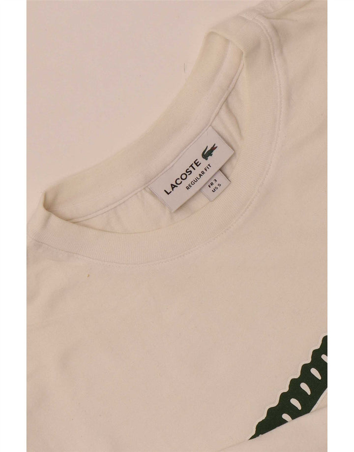 Lacoste T-shirt graphique coupe régulière pour homme Taille 3 Petit Blanc