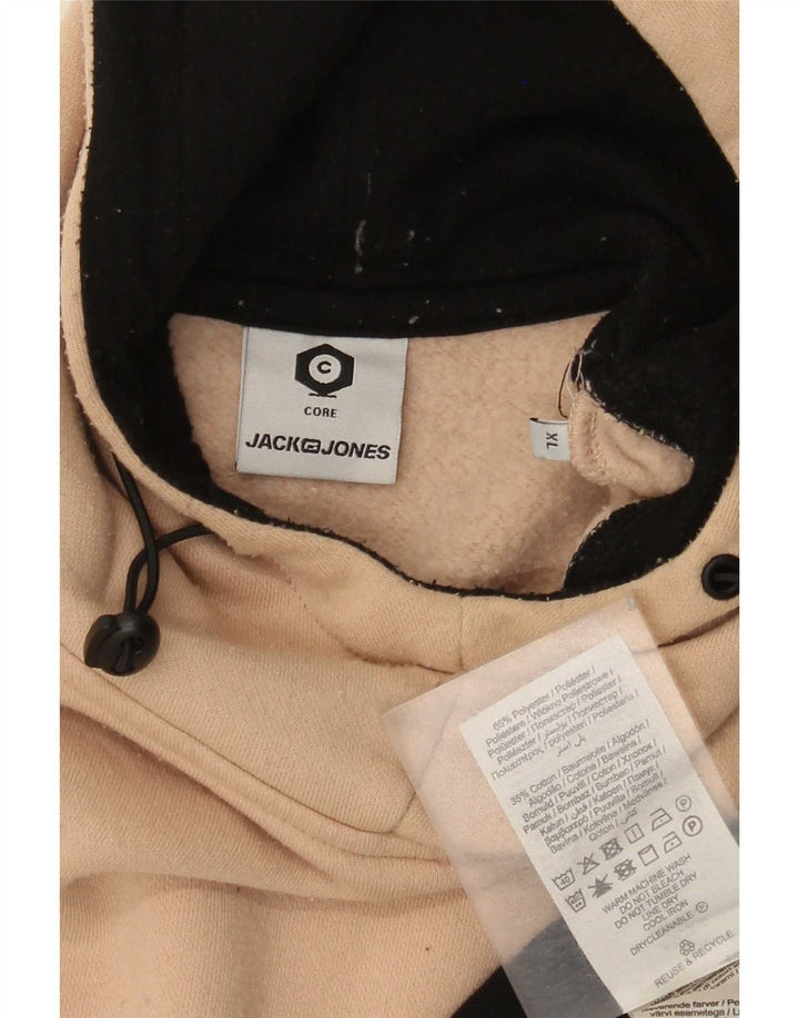 Jack & Jones Pull à capuche pour homme XL Beige Colorblock Polyester
