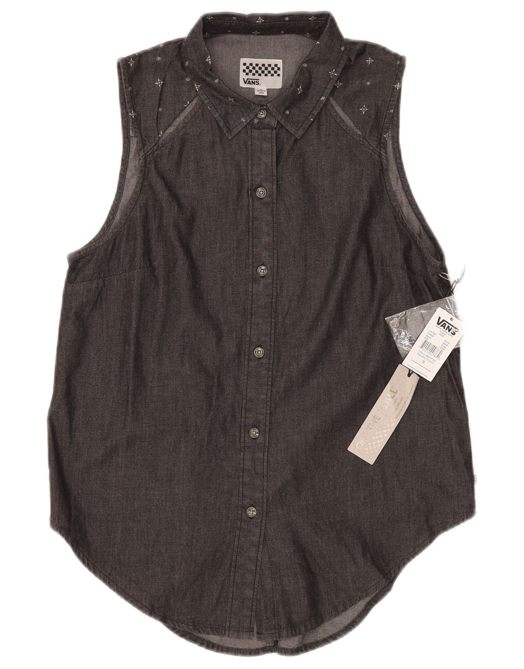 VANS Chemise en jean sans manches pour femme UK 10 Petit coton à pois gris