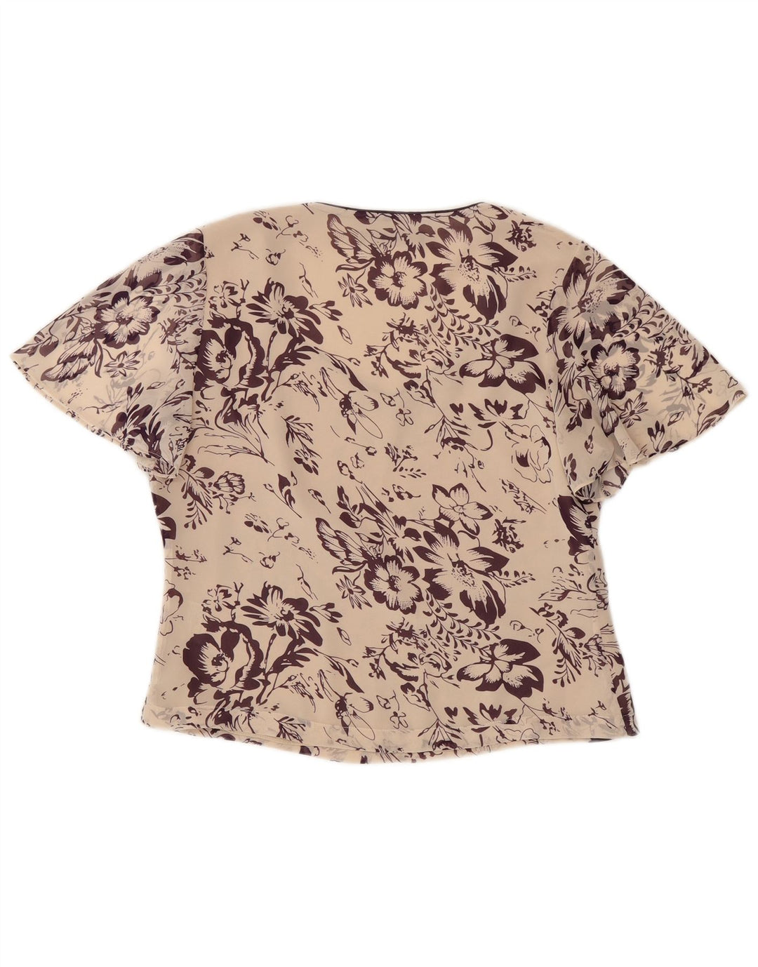 Jacques Vert Femmes Crop Blouse Top UK 10 Petit Blanc Cassé Floral Polyester