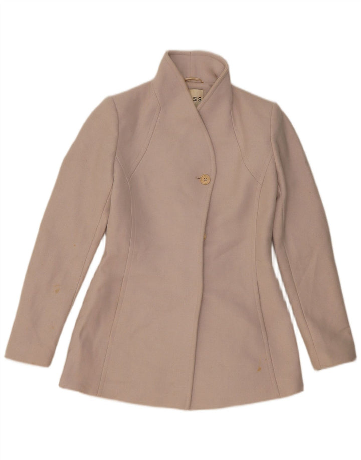 Reiss Veste blazer à 2 boutons pour femme UK 10 Petite laine beige