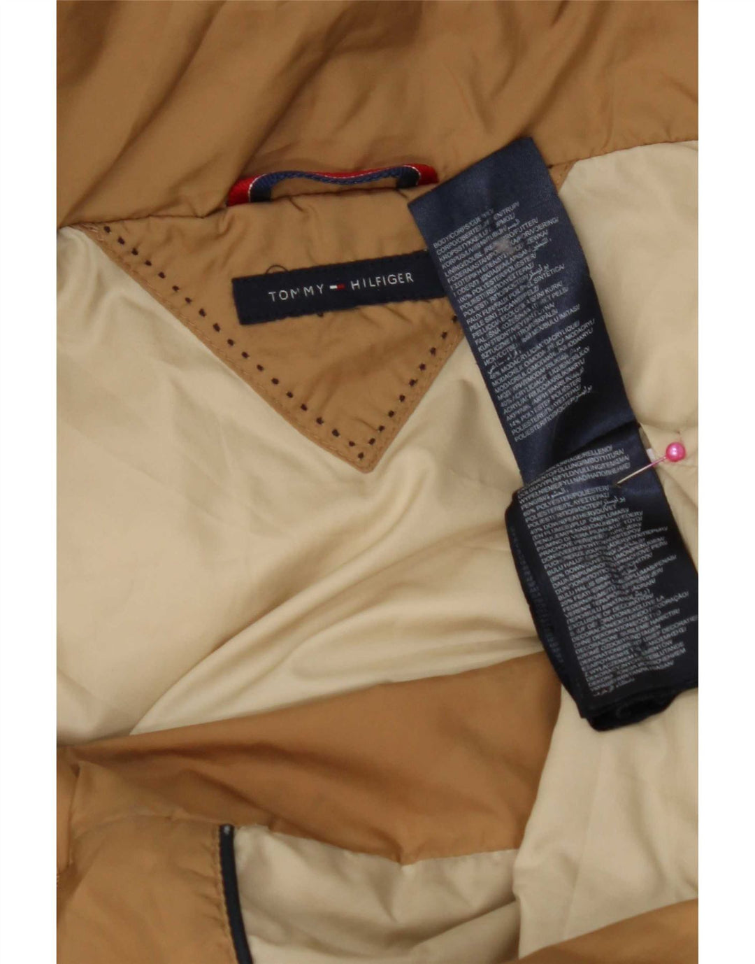 Tommy Hilfiger Manteau rembourré à capuche pour femme UK 10 Petit Marron Polyester