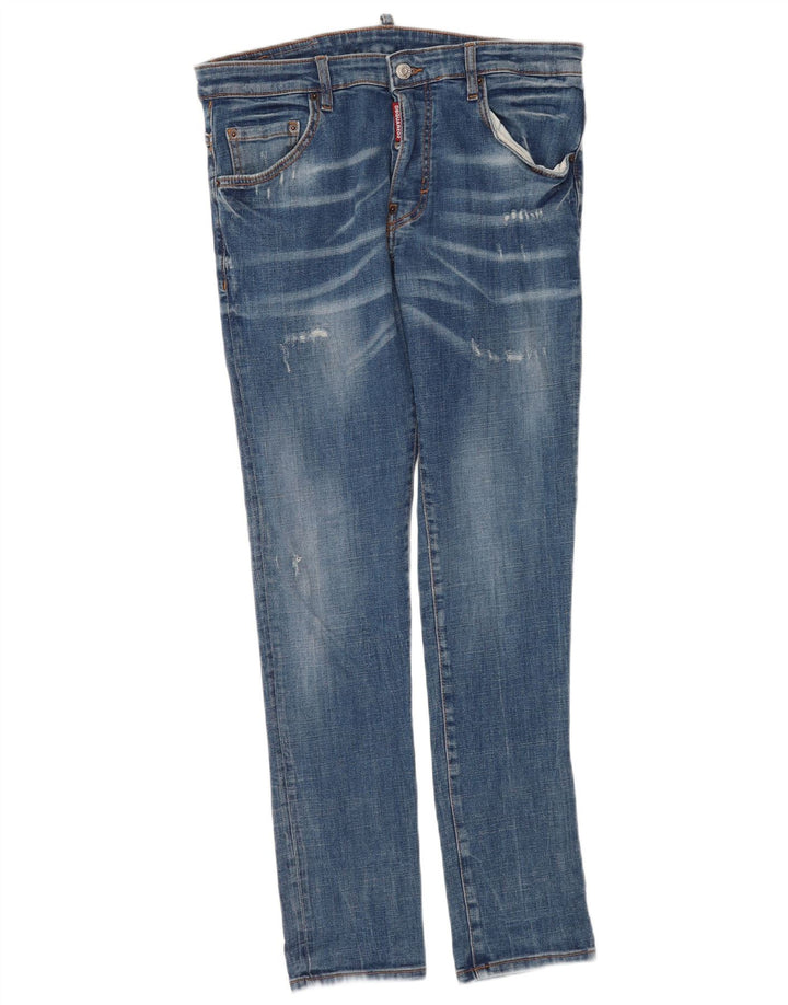Dsquared2 Jean slim vieilli pour femme IT 46 Large W32 L30 Bleu Coton