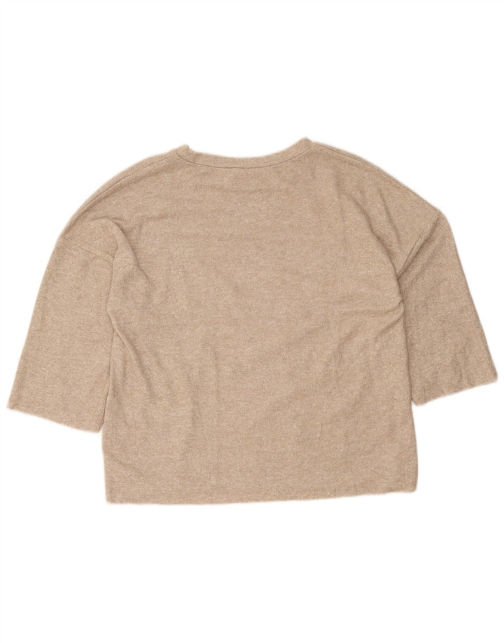 Zara Femme Trafaluc Pull Top Manches 3/4 UK 10 Petit Beige Moucheté
