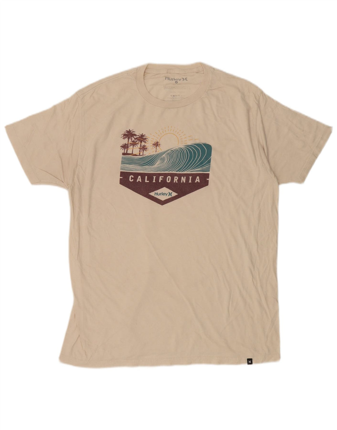Hurley T-shirt graphique pour homme en coton blanc cassé